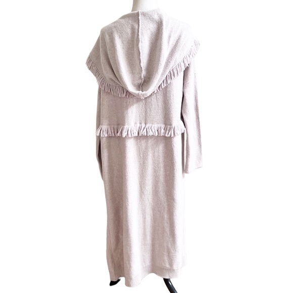 Free People Longline Fringed Bohemian Cardigan Hooded Size Large - Picture 3 of 11